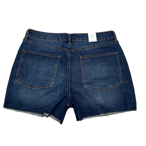 Women's Dip 16 XL 1X Denim Jeans Shorts Navy Blue High Rise Cut Offs Hem NWT - Picture 4 of 10